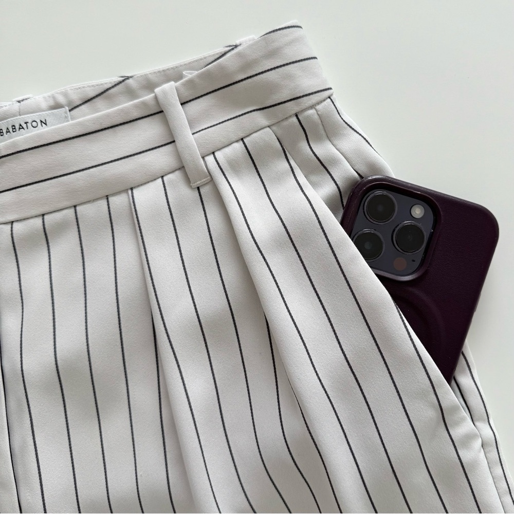Babaton Modesto Pinstripe Pants Women’s 2 Grey/Black Cropped Tailored - Picture 10 of 12